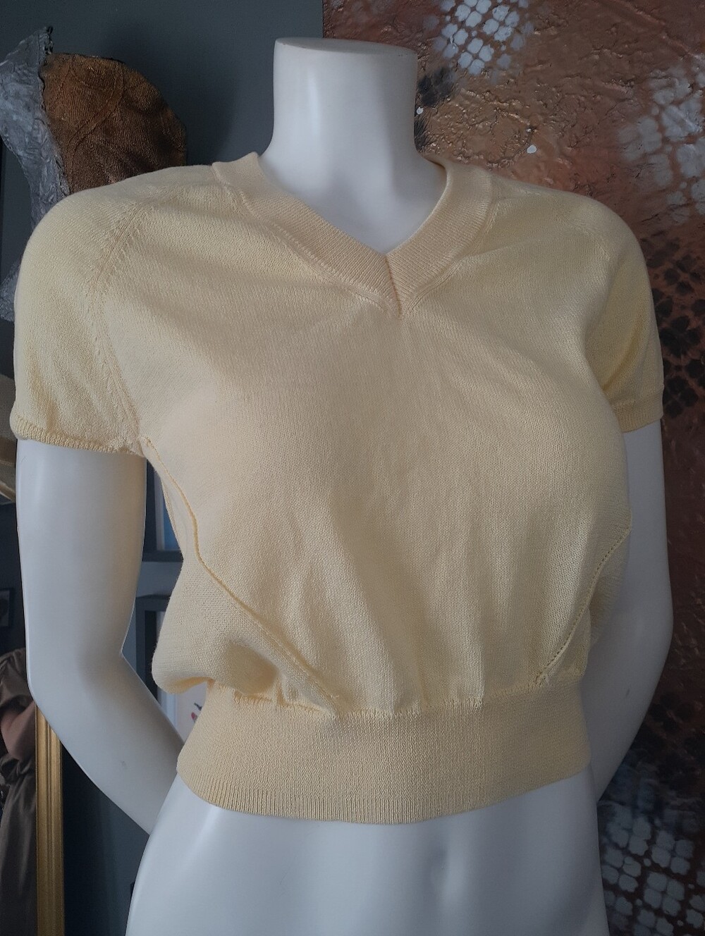 Zara Nwt Butter Yellow V-Neck Short Sleeve Knit Sweater